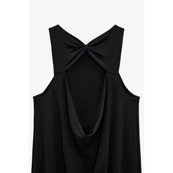 ZARA DRAPED BACK MAXI DRESS BLACK M - Picture 6 of 15